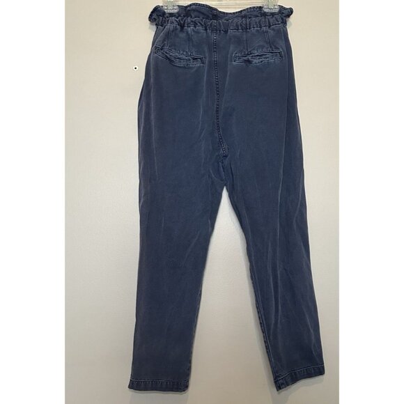 Free People Paperbag Waist Pants High Waist Button Front Baggy Mom Boho Blue xs - Picture 4 of 7